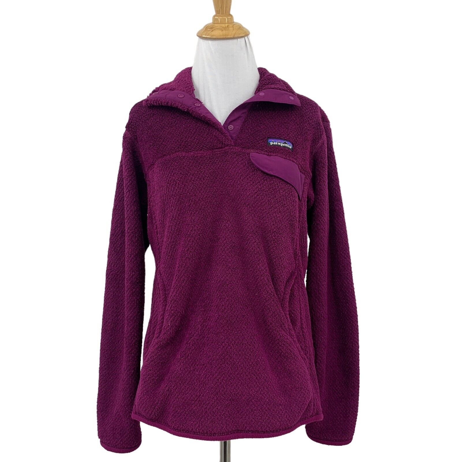 Patagonia Jacket Womens M Medium Eggplant Re Tool Snap T Fleece Pullover Pockets